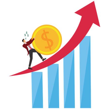 Success investments earn more profit  Illustration