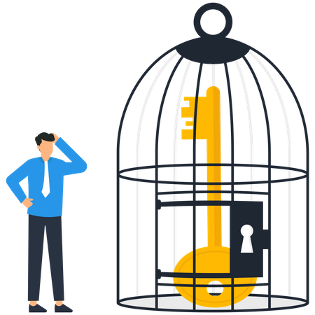 Success key in the cage  Illustration
