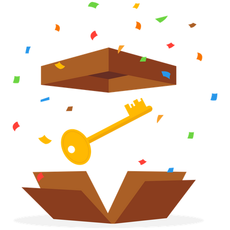 Success key outside the box  Illustration