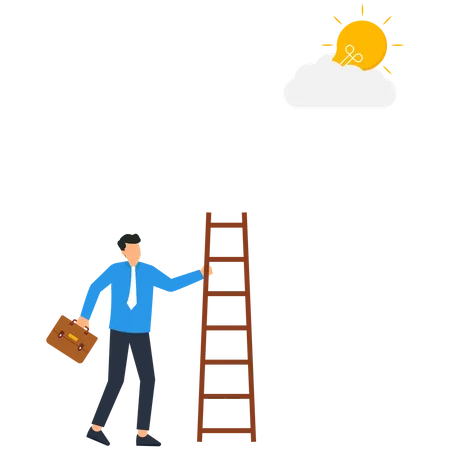 Success ladder to reach goal  Illustration
