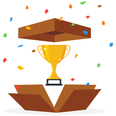Success Trophy outside the box  Illustration