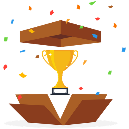 Success Trophy outside the box  Illustration