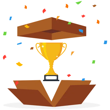 Success Trophy outside the box  Illustration