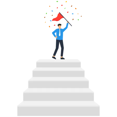 Success work achievement or victory, winner or leadership, career success or champion celebration, winning award concept  イラスト