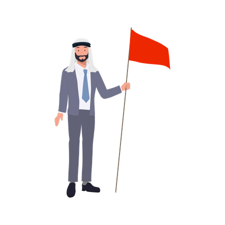 Successful Arab Leader in Business suit Holding flag  Illustration