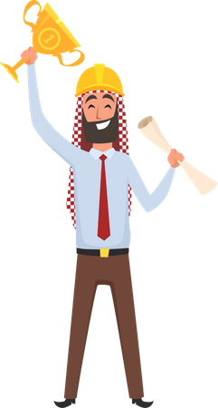 Successful Arabic builder  Illustration