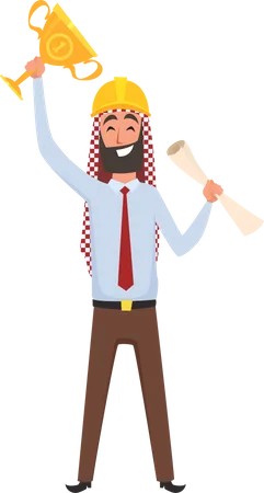 Successful Arabic builder  Illustration