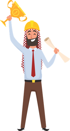 Successful Arabic builder  Illustration