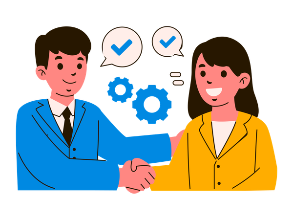 Successful Business Collaboration and Agreement  イラスト
