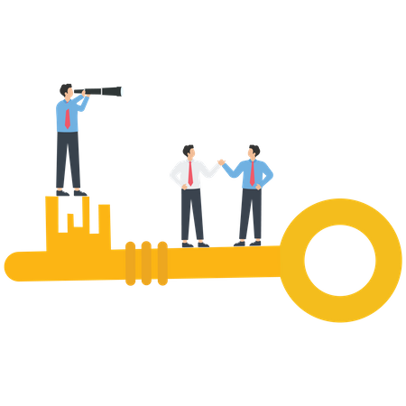 Successful business group finding the key to success Illustration