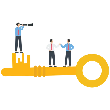 Successful business group finding the key to success Illustration