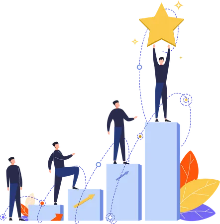 Successful Business leader winning competition  Illustration