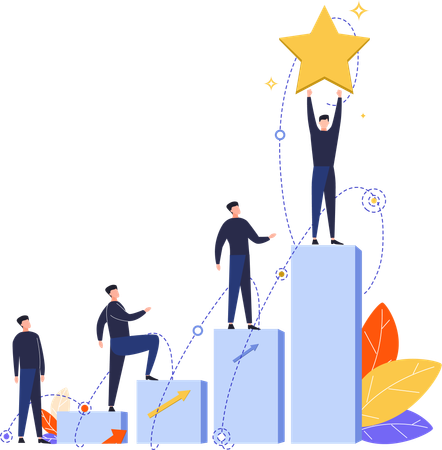 Successful Business leader winning competition  Illustration