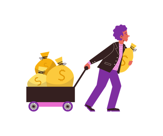 Successful business man with lot of money  Illustration