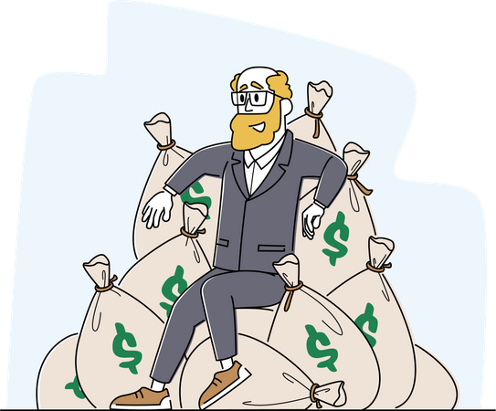Successful Business Man with Money  Illustration