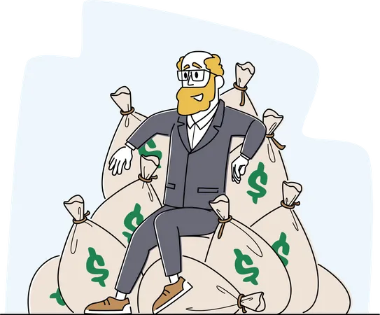 Successful Business Man with Money  Illustration