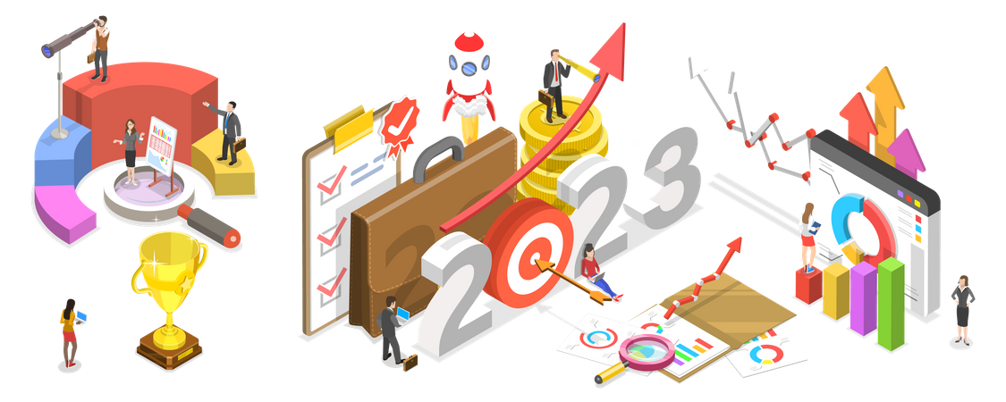 Successful business Of 2023 Year Illustration