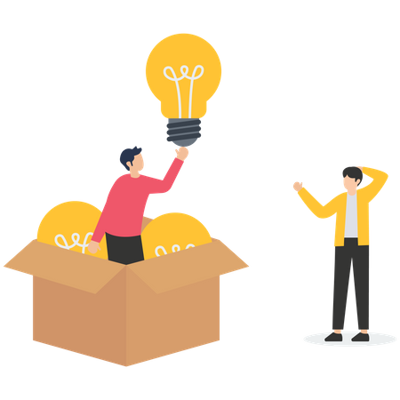 Successful business person holds an idea lightbulb  Illustration