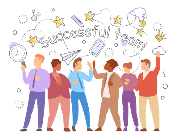 Successful business team celebrating together  イラスト