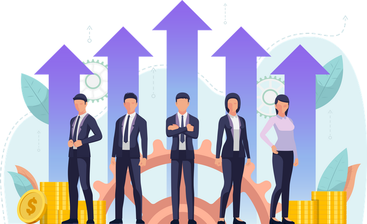 Successful business team standing together Illustration