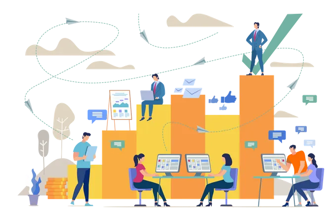 Successful Business Teamwork Illustration