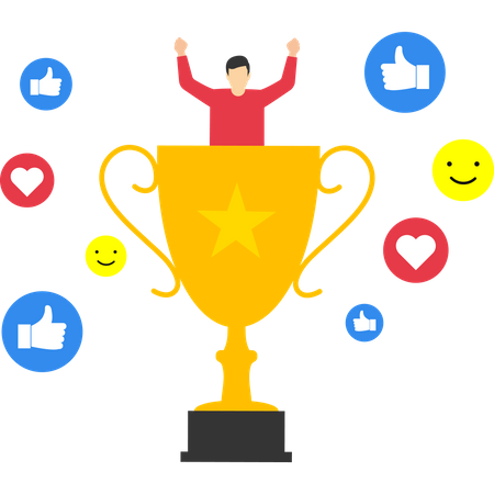 Successful businessman celebrating  Illustration