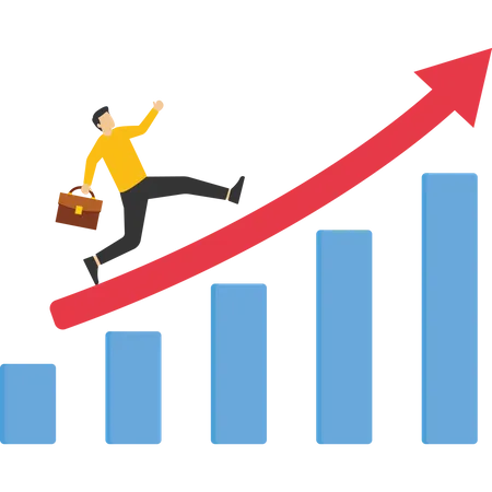 Successful businessman climbing business success chart  Illustration