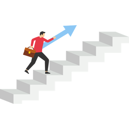 Successful businessman climbing success stairs  Illustration