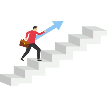 Successful businessman climbing success stairs  Illustration