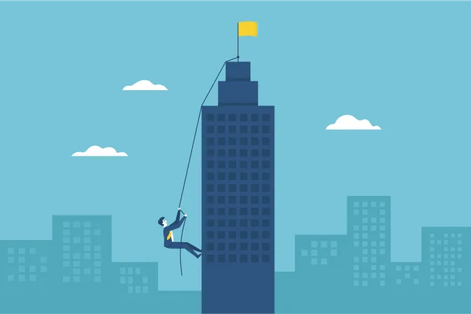 Successful businessman climbing towards success  Illustration