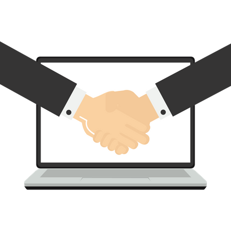 Successful businessman completing deal and handshake  Illustration