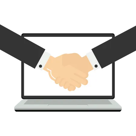The Concept Of Togetherness Or Teamwork That Supports Each Other Successful Businessman Completing Deal And Handshake On Jigsaw Puzzle Cooperation And Agreement To Help The Success Of The Business Illustration