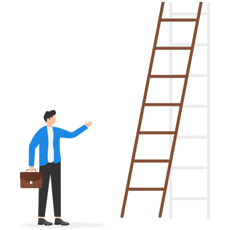 Successful businessman front of ladder  Illustration