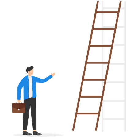 Successful businessman front of ladder  Illustration