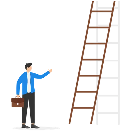 Successful Businessman Standing In Front Of Ladder Illustration Success In Business And Career Symbol Illustration