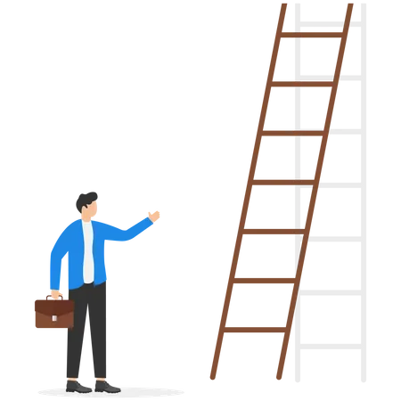 Successful businessman front of ladder  イラスト