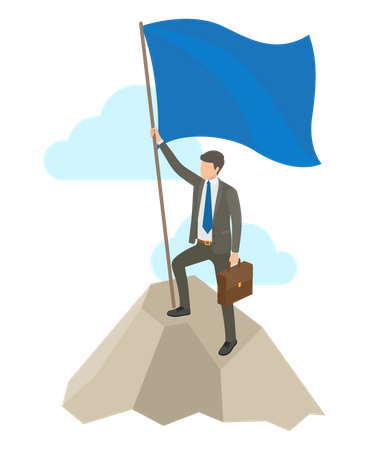 Successful businessman holding flag  Illustration