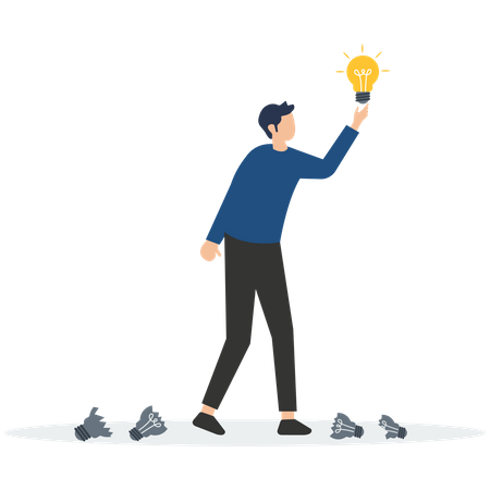 Successful businessman holding light bulb  Illustration