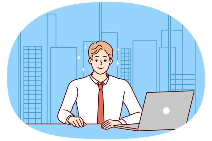 Successful businessman in modern office  Illustration