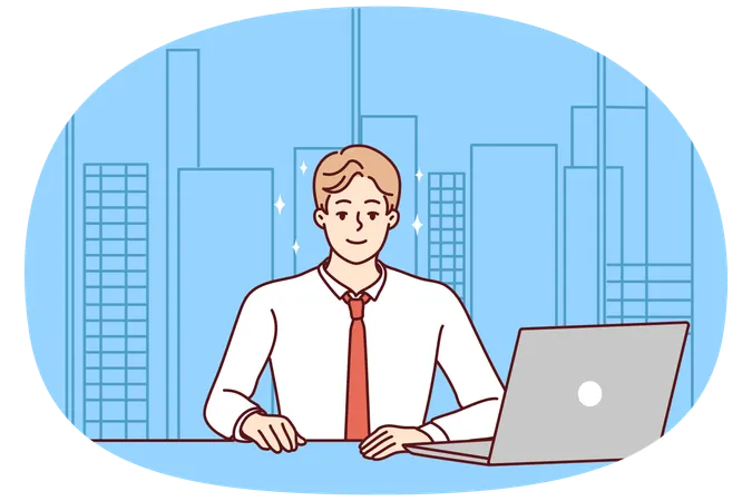 Successful businessman in modern office  Illustration
