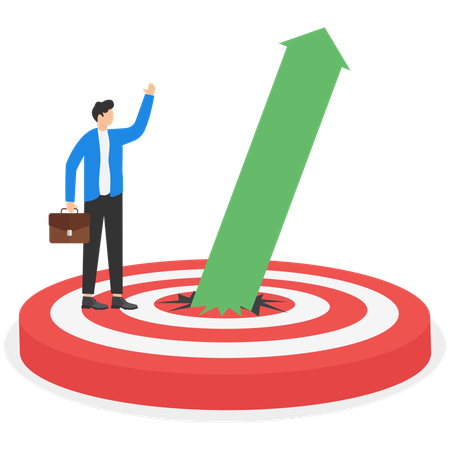 Successful businessman pointing business growth  Illustration