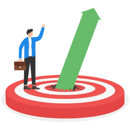Successful businessman pointing business growth  Illustration