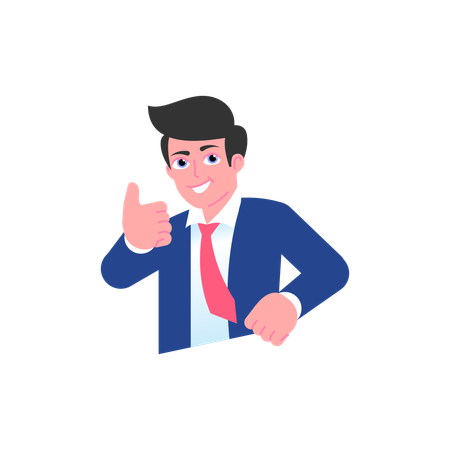 Successful businessman showing thumbs up  Illustration