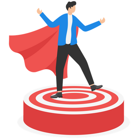 Successful businessman superhero on goal  Illustration