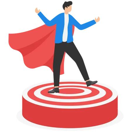 Successful businessman superhero on goal  Illustration