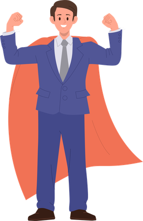 Successful businessman wearing superhero cloak  Illustration