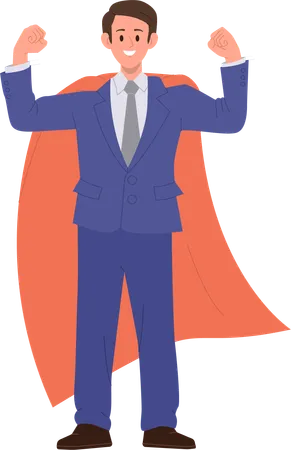Successful businessman wearing superhero cloak  Illustration
