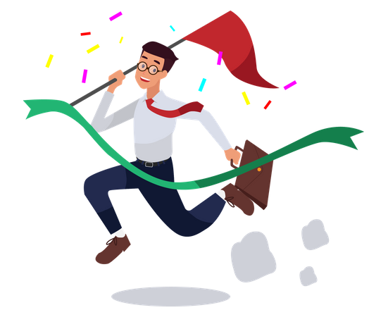 Successful businessman winning race  Illustration