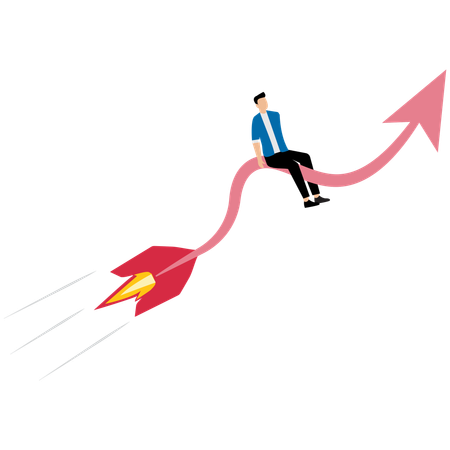 Successful businessman with growing chart  Illustration