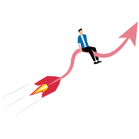 Successful businessman with growing chart  Illustration